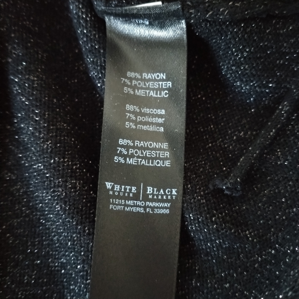 White House Black Market Metallic Fringe Hem Asymmetrical Sweater XS - Picture 8 of 12